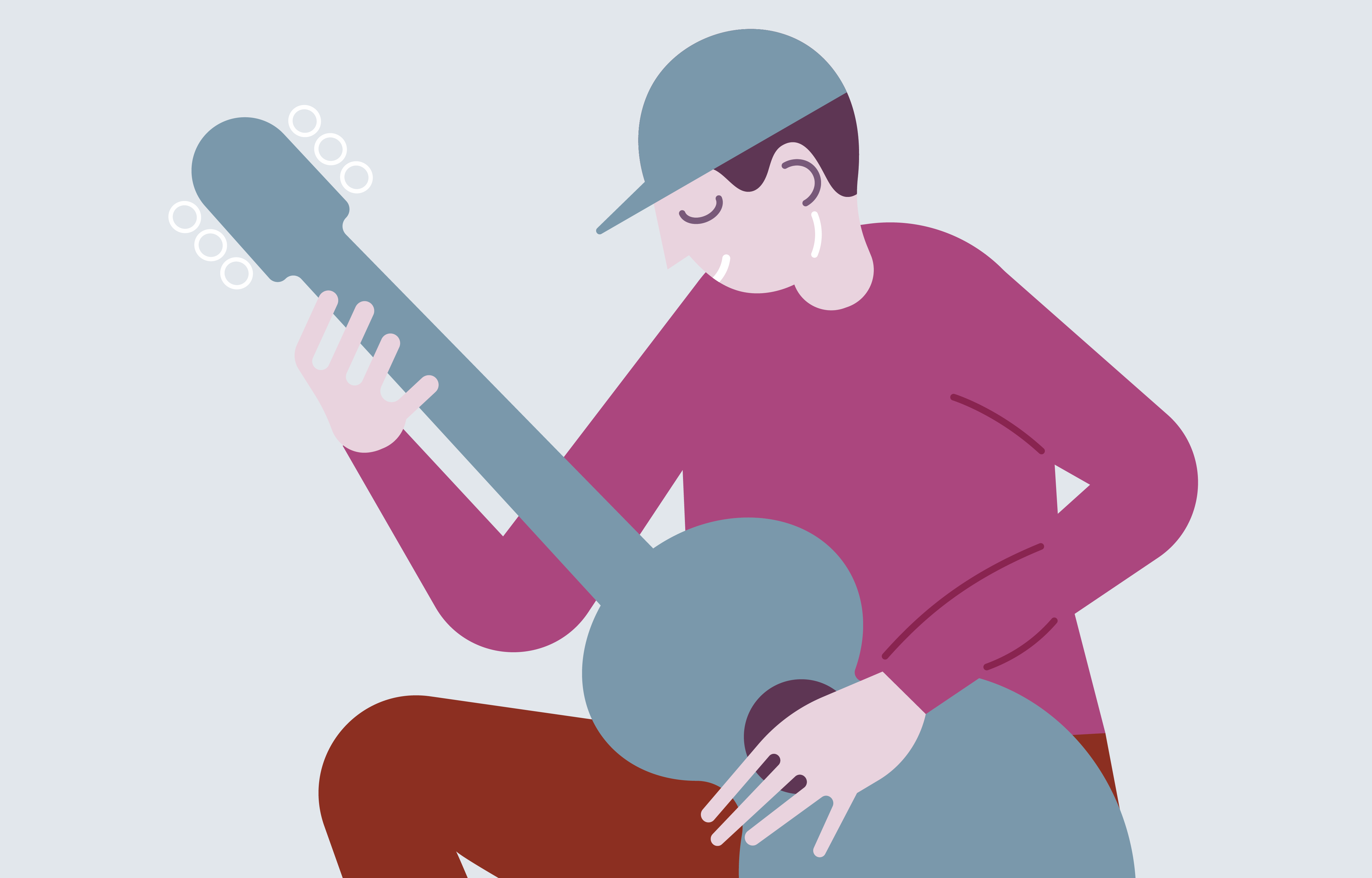 Illustration av en elev som spelar gitarr